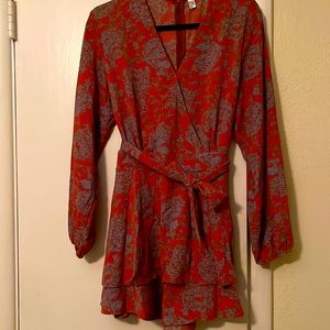 Women's Floral Waist Tie Dress Romper